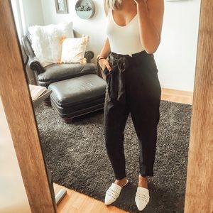 Black paperbag trousers